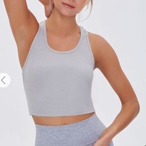 Gray Active Ribbed Cropped Tank Top Crop Top